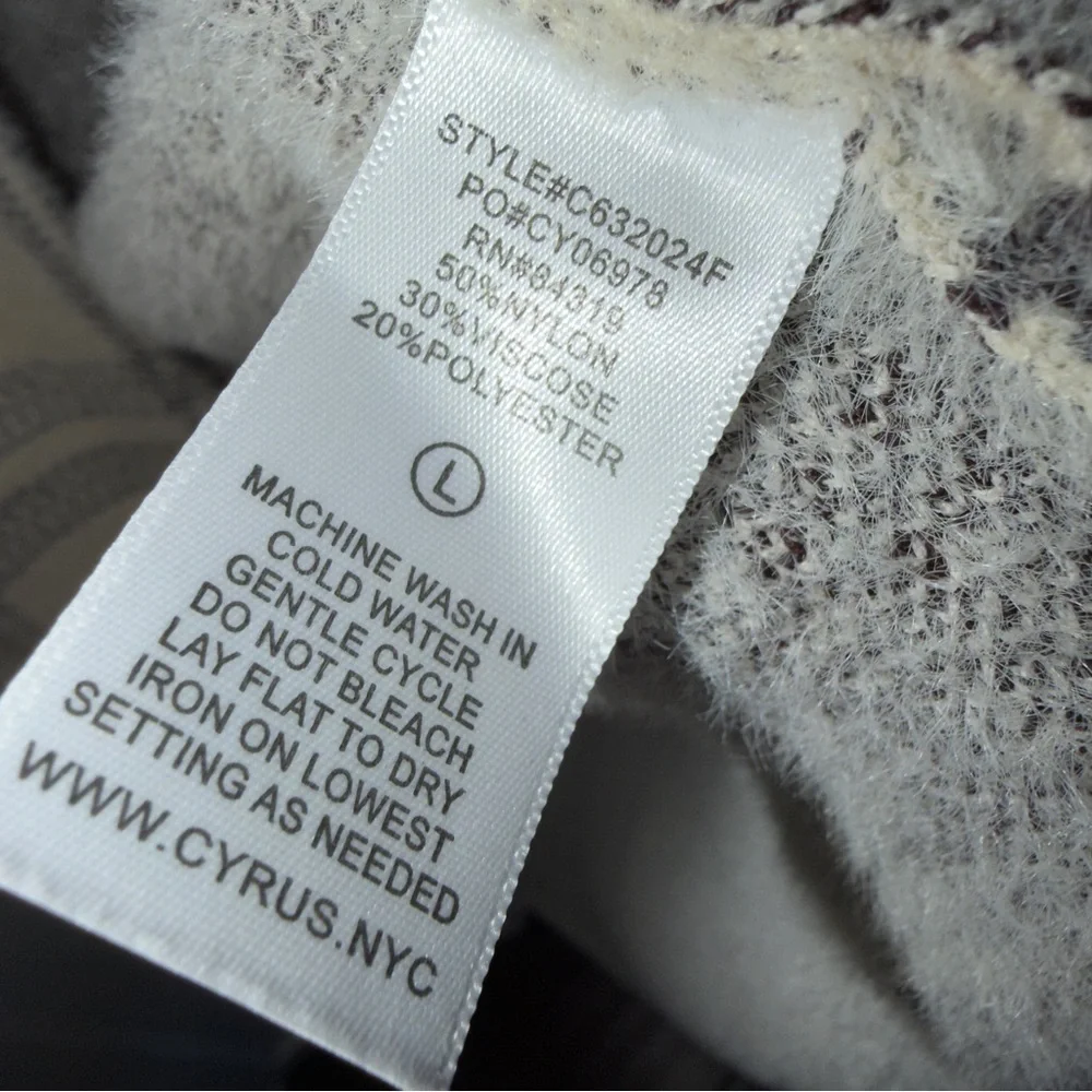 NWT! Cyrus Open Plaid Mink Sweater Coat Large Longline Contemporary Warm Pockets